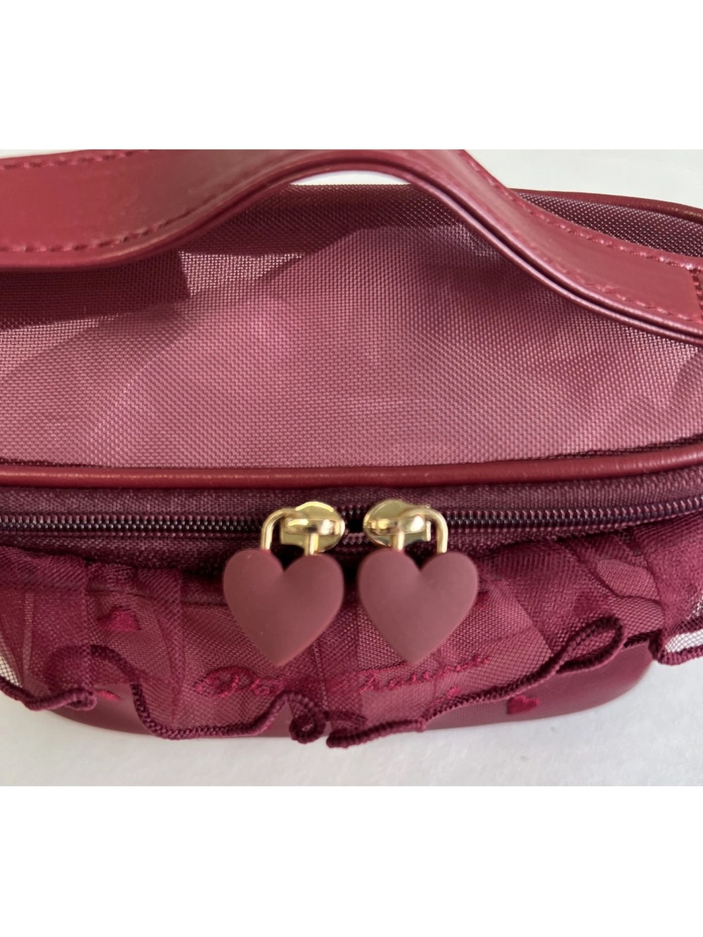 Burgundy Heart-Accent Cosmetic Case - Picture 2 of 8